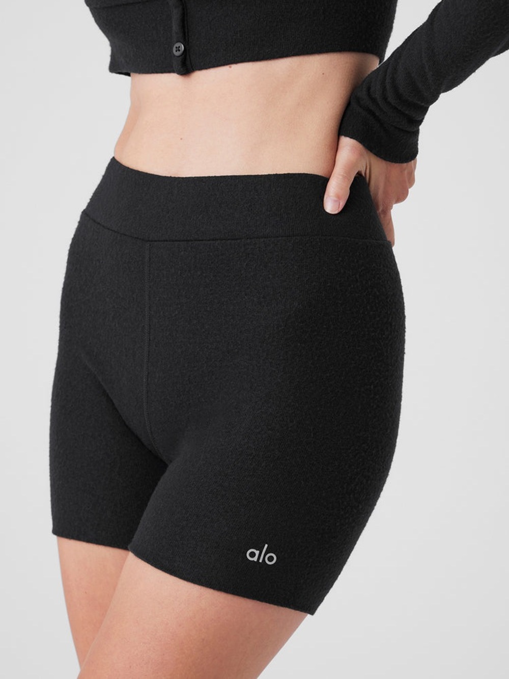 Alo Alolux High-Waist Me Time Short Brushed Fabric Size Small Black